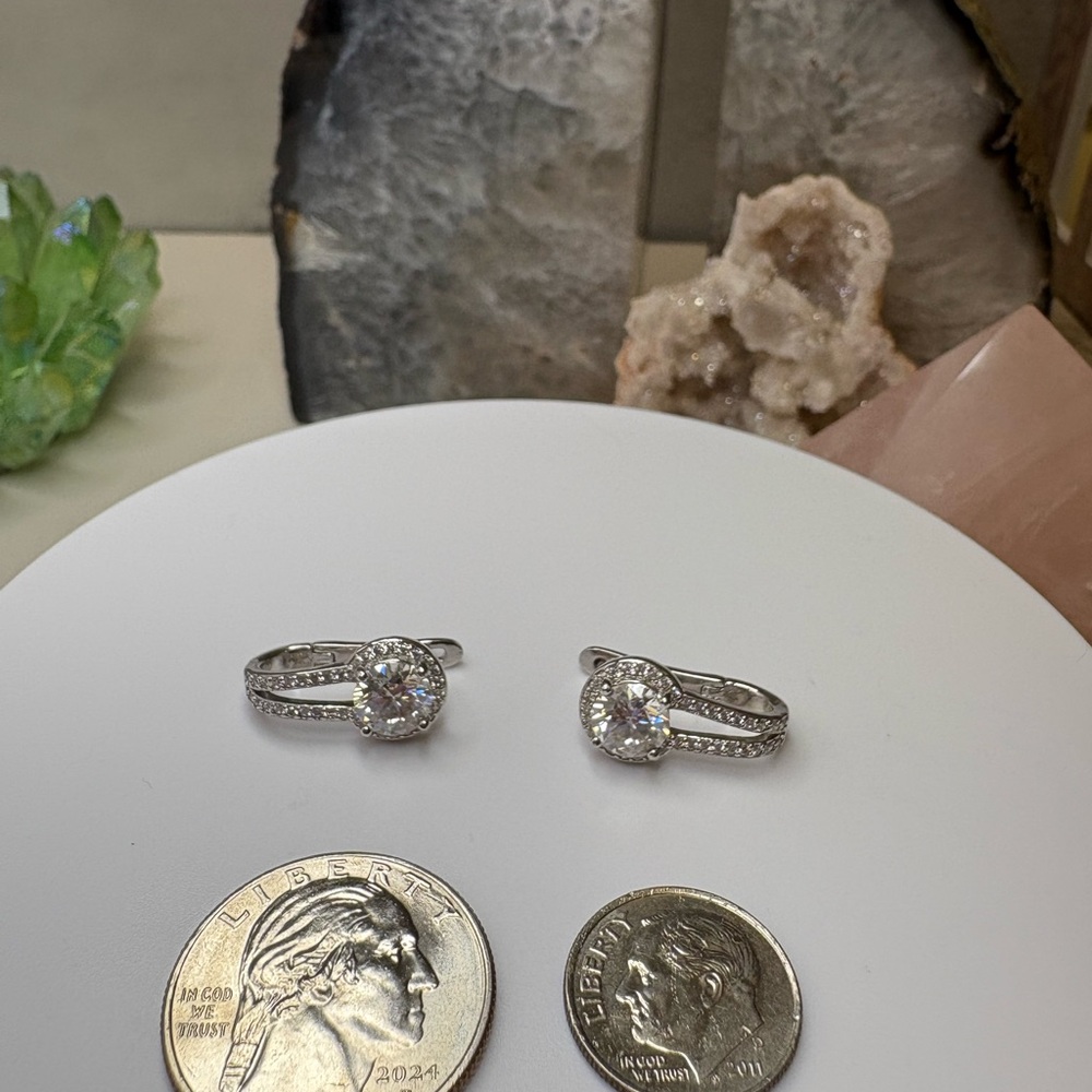 24CT Moissanite Halo Drop Earrings in 925 Sterling Silver - Picture 6 of 17